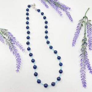 Hand Crafted Beautiful Two Tone Blue Beaded Necklace